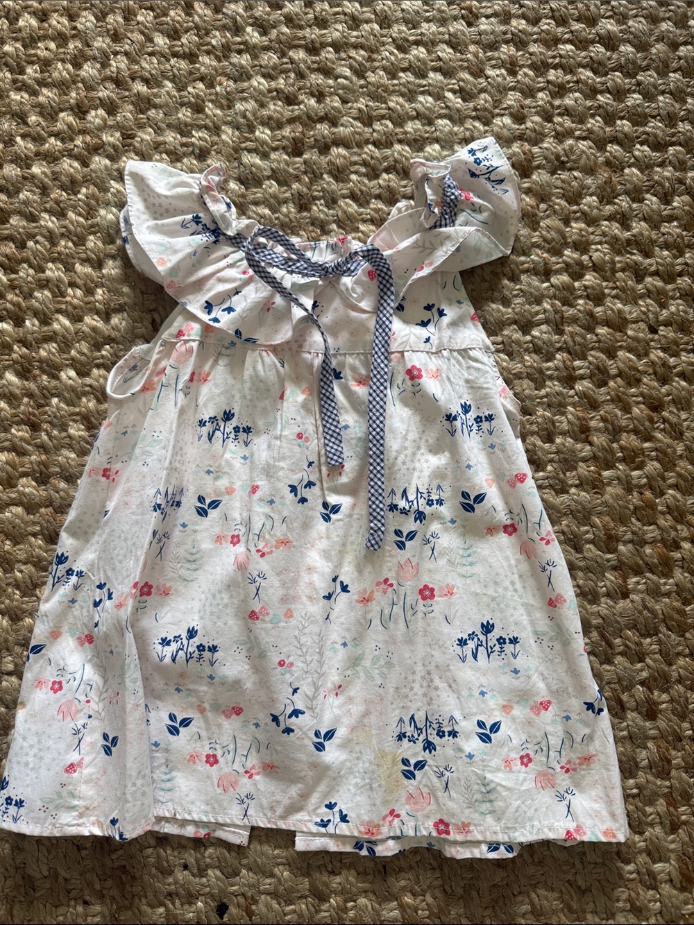 Girls White Floral Ruffled Tie-Shoulder Dress Top